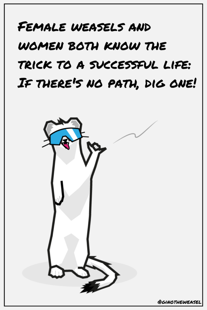 Female weasels and women both know the trick to a successful life - If there's no path, dig one!